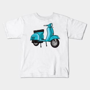 Cute moped motorcycle cartoon illustration Kids T-Shirt